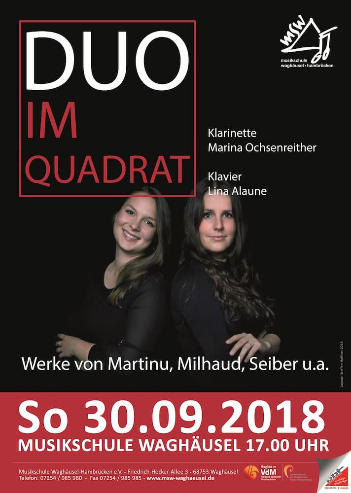 Duo im Quadrat: Kammermusik für Klarinette und Klavier